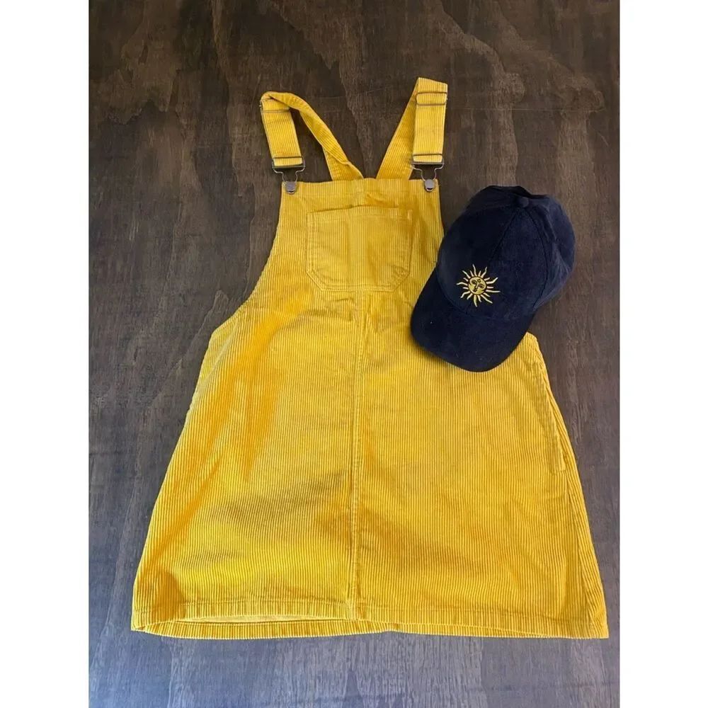 Justify Yellow Corduroy Overall Dress